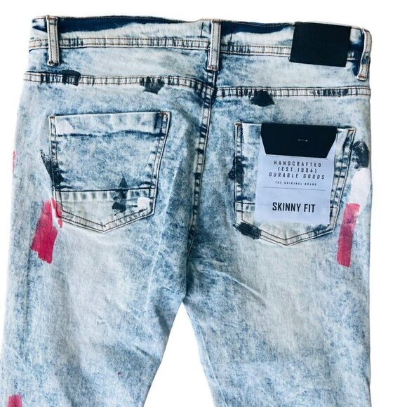Encrypted Barbados Distressed Skinny Fit Ice Wash Paint Jeans E824583-IW Youth 2 - Picture 8 of 13